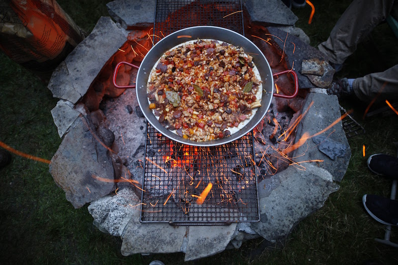 Paella with Fire Sparks